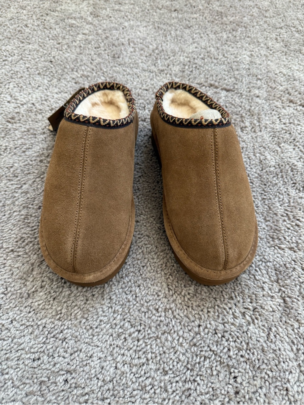 BearPaw Women's Brown Suede Shearling-Lined Slip-On Clogs